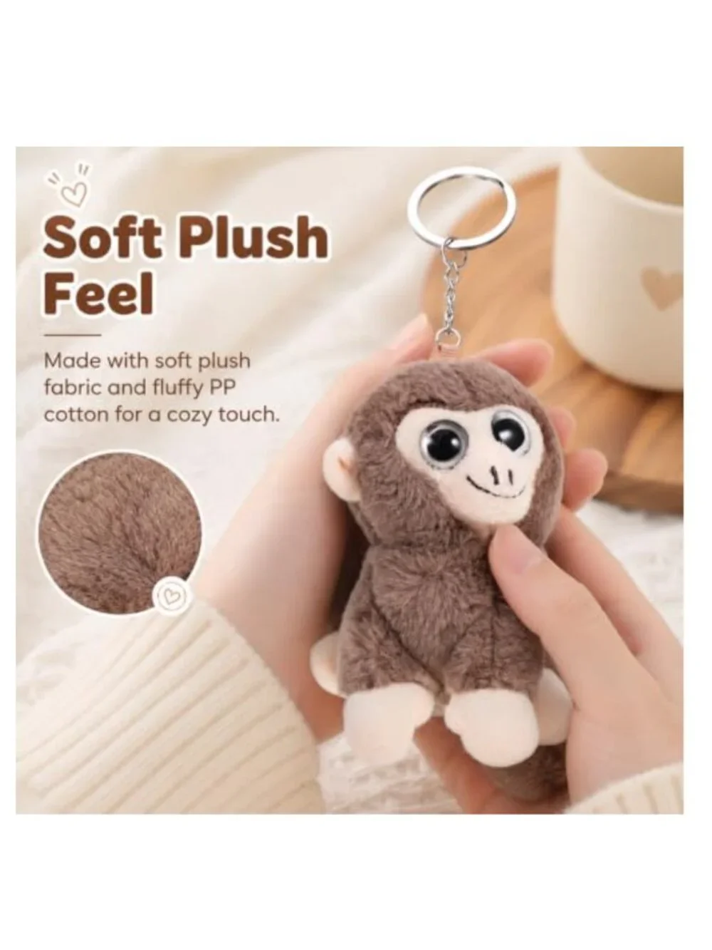 FOMIYES Monkey Plush Keychain Soft Stuffed Animal Bag Charm Handbag Backpack